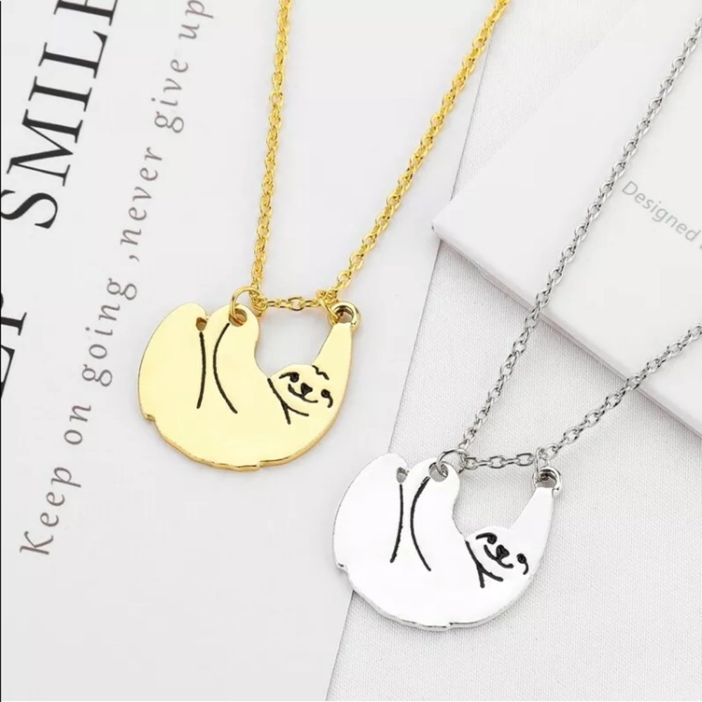 Silver Sloth Pendant Necklace